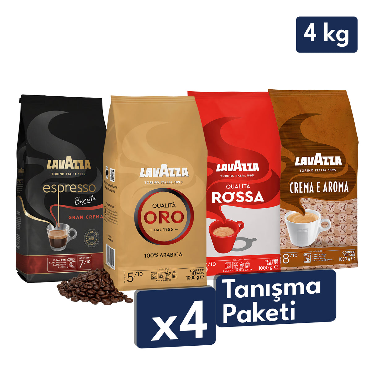 Qualità Rossa, Qualità Oro, Crema e Aroma, Espresso Barista Gran Crema 1 Kg Espresso Çekirdek Kahve Tanışma Paketi