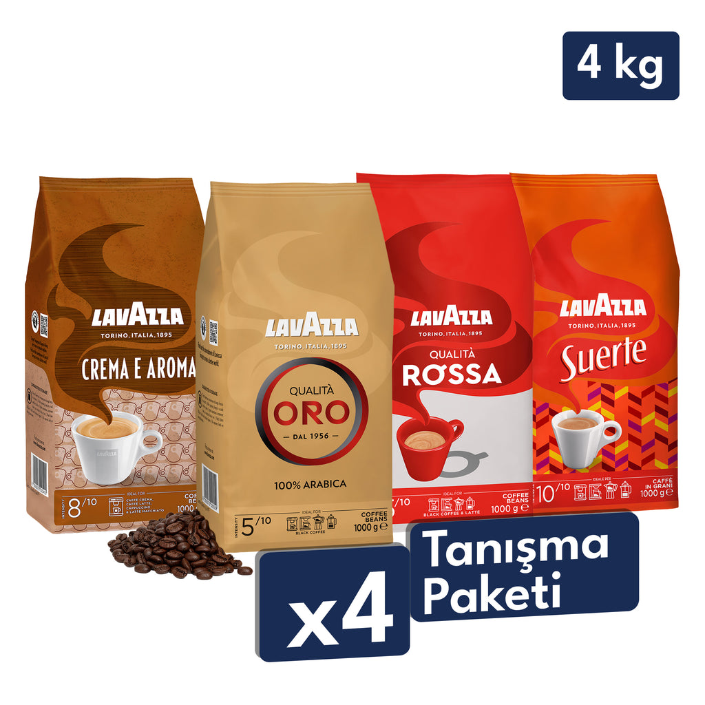 Qualità Oro, Crema e Aroma, Qualità Rossa, Suerte 1 Kg Espresso Çekirdek Kahve Tanışma Paketi