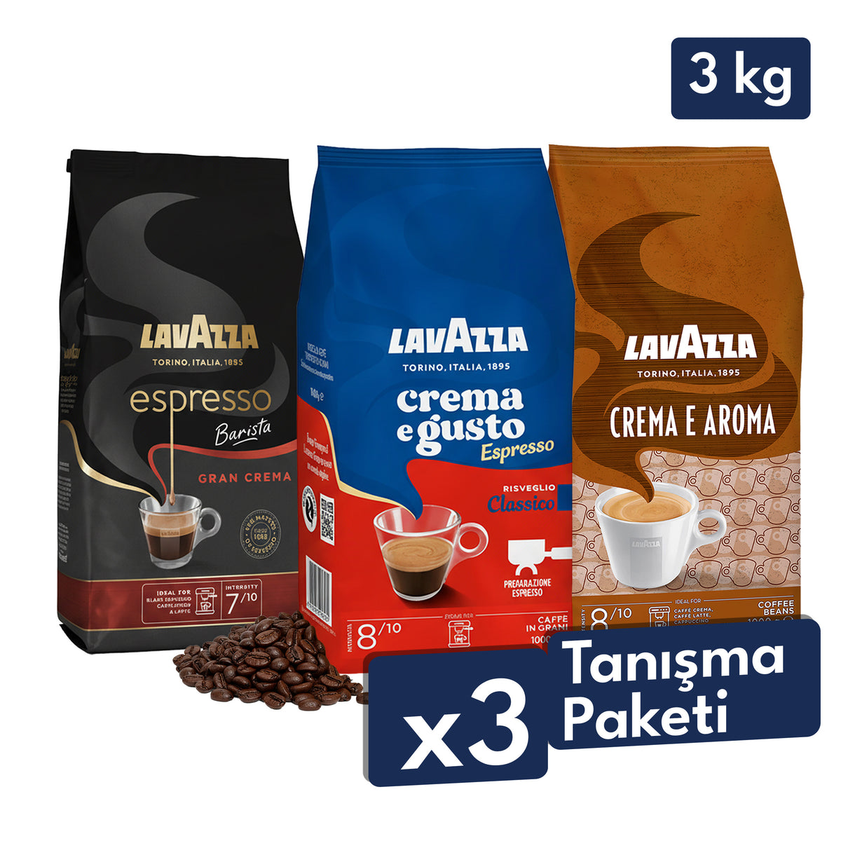 Crema e Gusto Classico, Espresso Barista Gran Crema, Crema e Aroma 1 Kg Espresso Çekirdek Kahve Tanışma Paketi