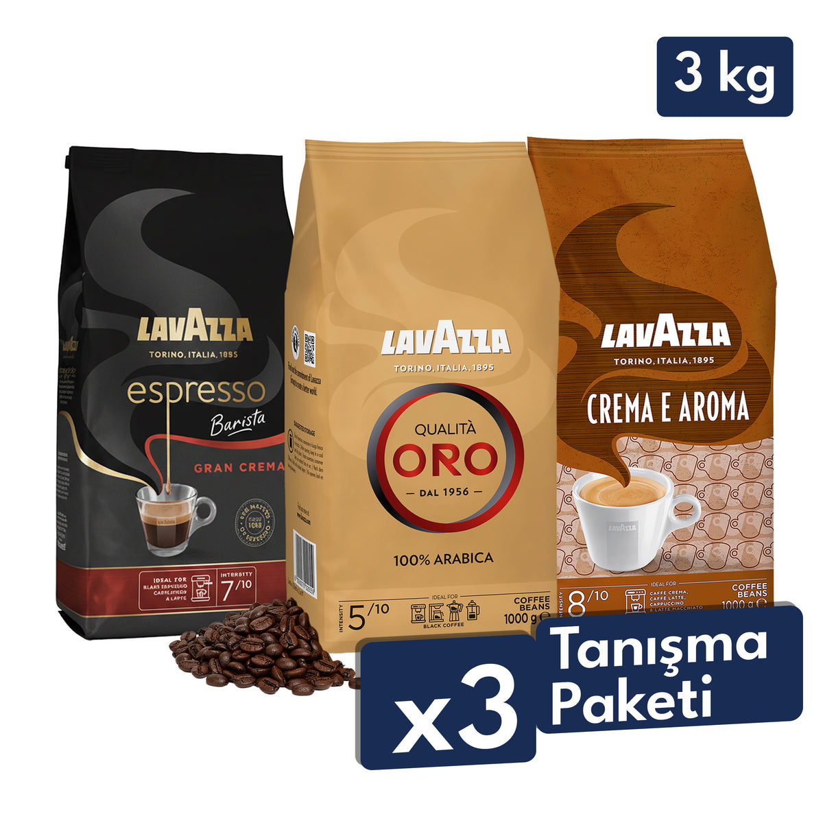 Qualità Oro, Espresso Barista Gran Crema, Crema e Aroma 1 Kg Espresso Çekirdek Kahve Tanışma Paketi