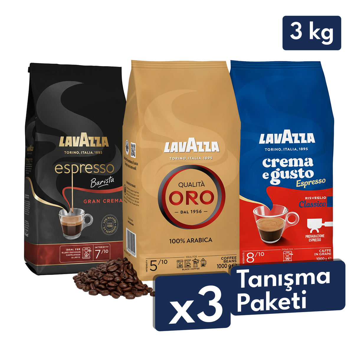 Qualità Oro, Crema e Gusto Classico, Espresso Barista Gran Crema 1 Kg Espresso Çekirdek Kahve Tanışma Paketi