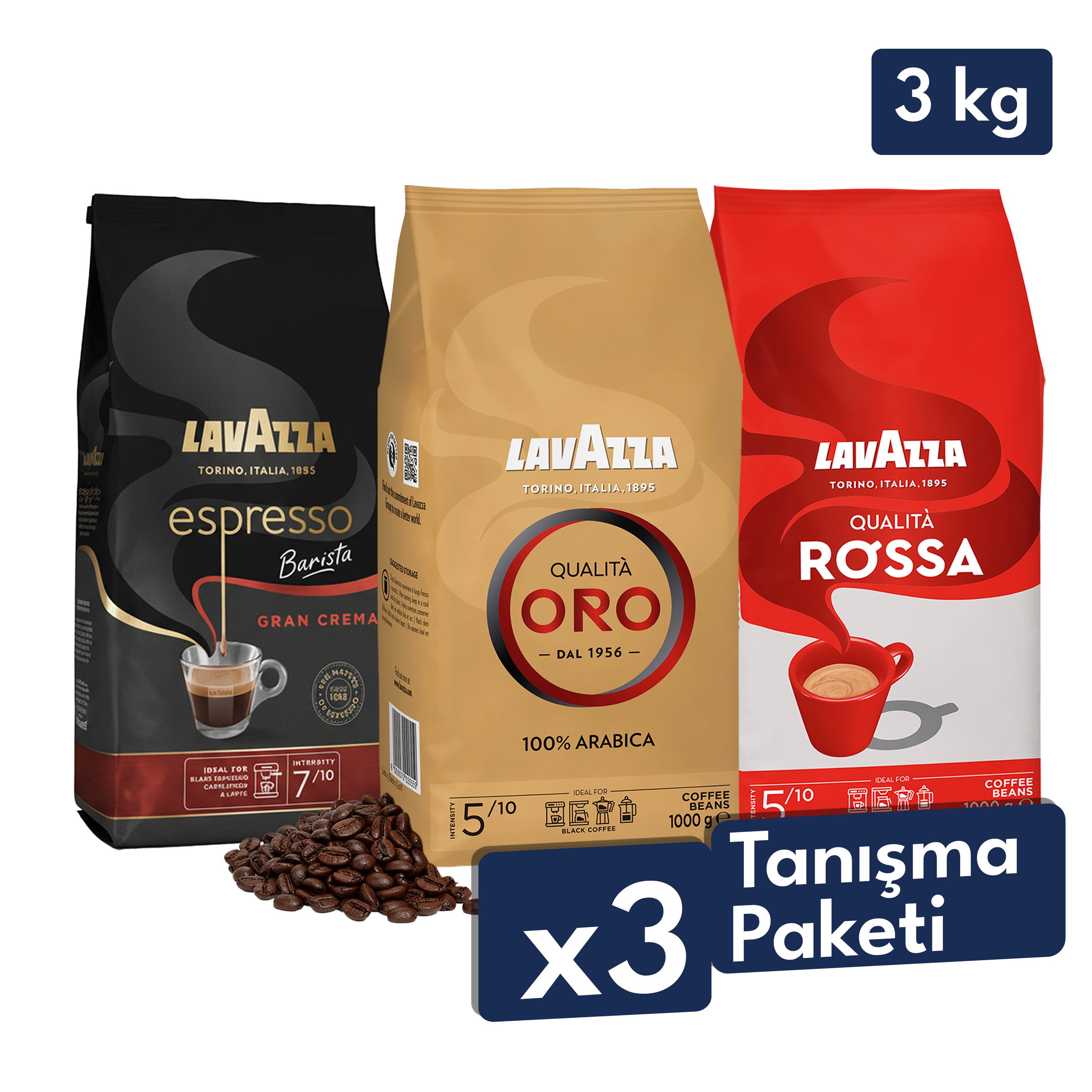 Qualità Oro, Qualità Rossa, Espresso Barista Gran Crema 1 Kg Espresso Çekirdek Kahve Tanışma Paketi