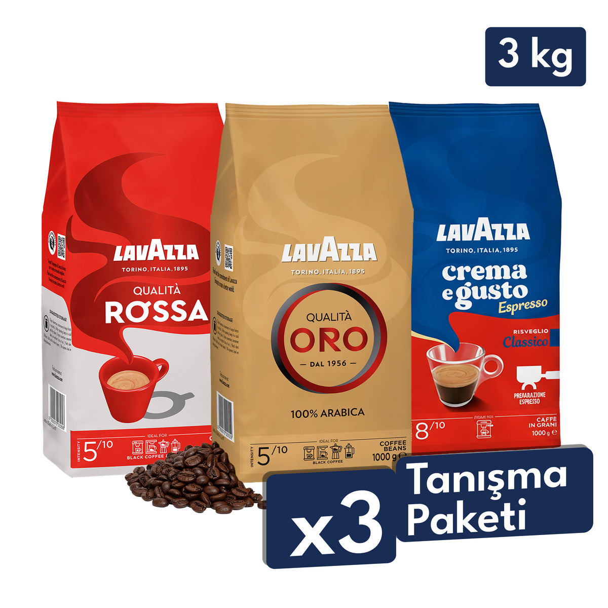Qualita Oro, Qualita Rossa ve Crema E Gusto Espresso Çekirdek Tanışma Paketi