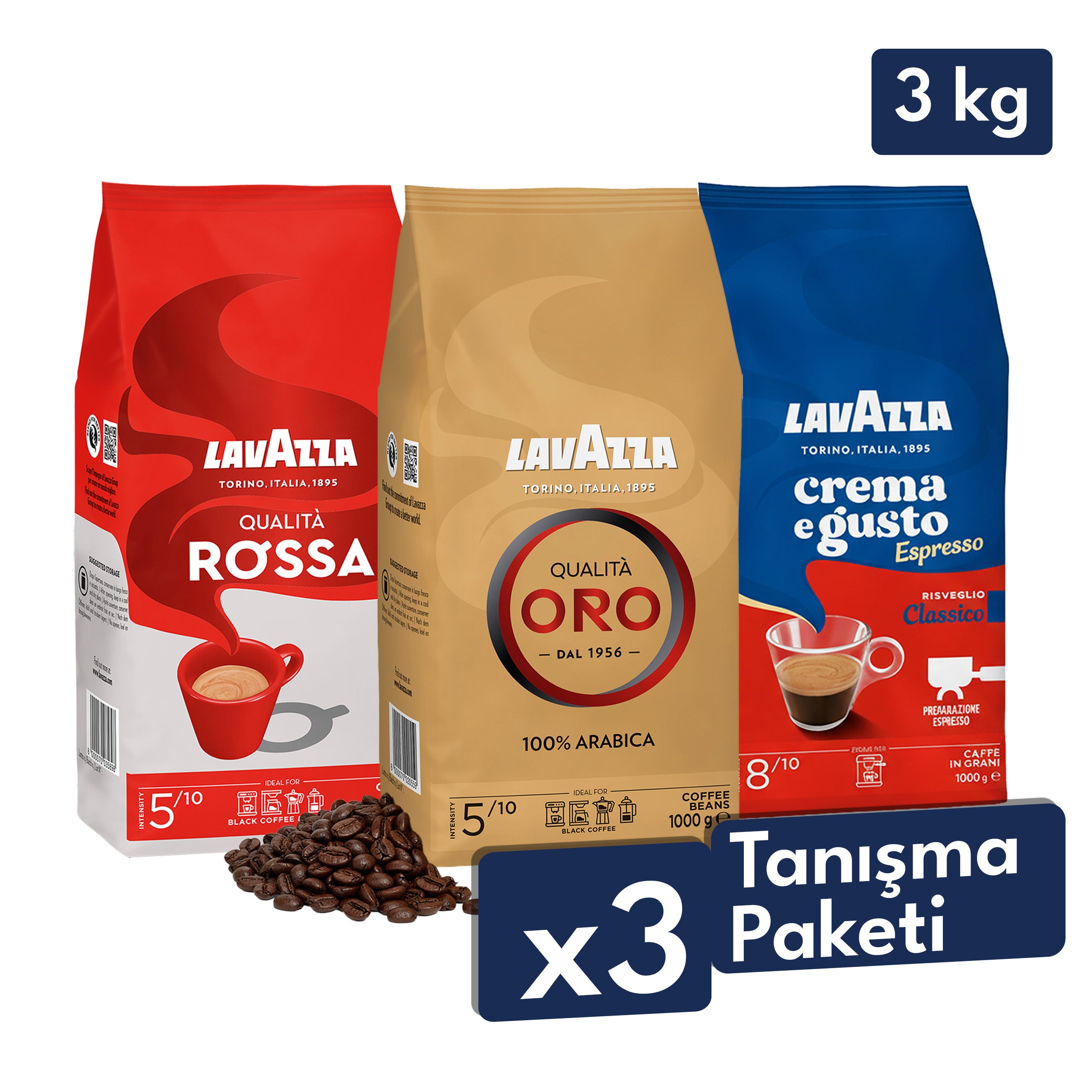 Qualita Oro, Qualita Rossa ve Crema E Gusto Espresso Çekirdek Tanışma Paketi