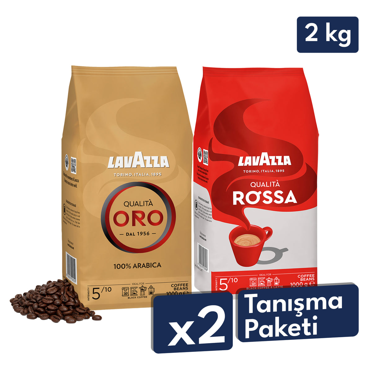 Qualità Oro, Qualità Rossa 1 Kg Espresso Çekirdek Kahve Tanışma Paketi