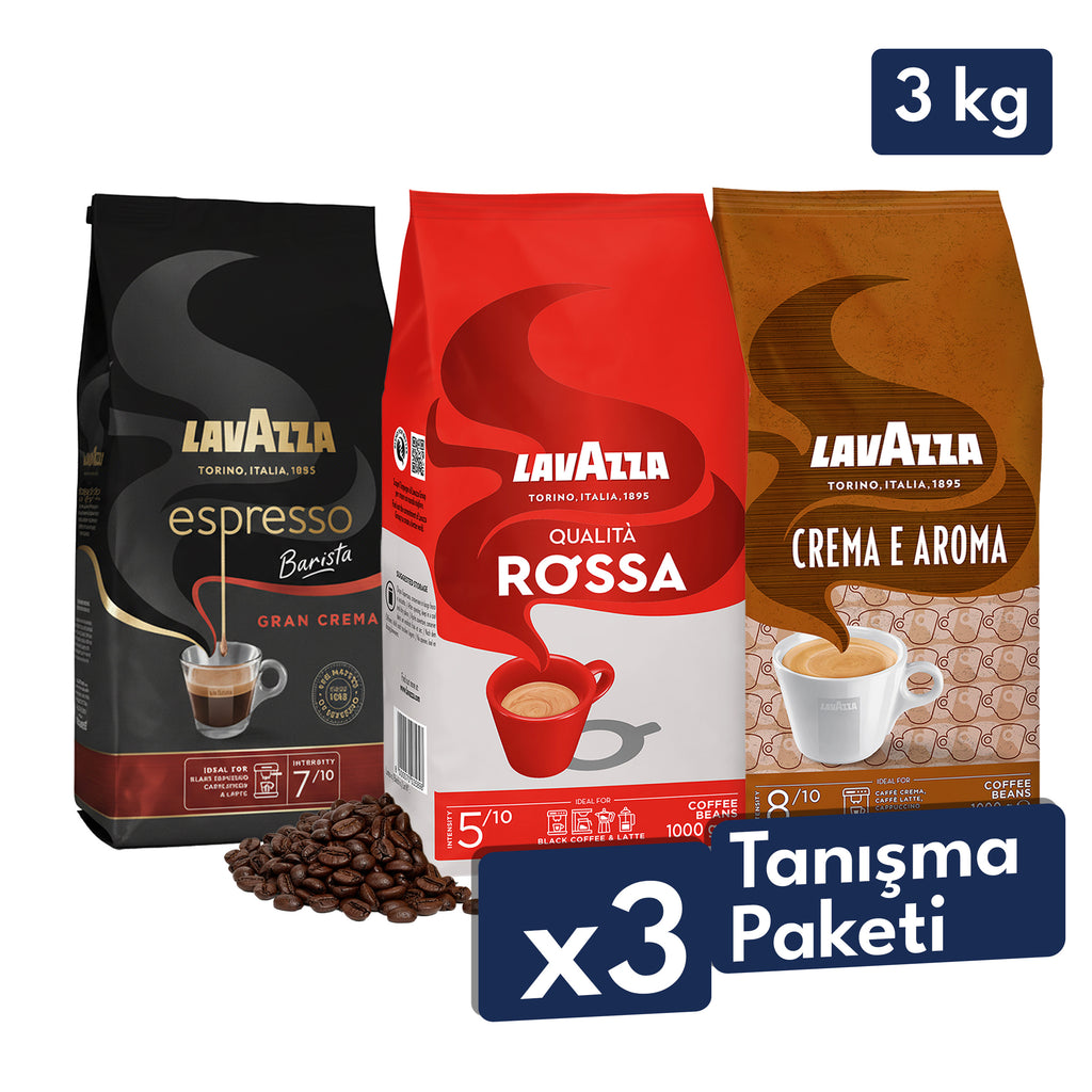 Qualità Rossa, Espresso Barista Gran Crema, Crema e Aroma 1 Kg Espresso Çekirdek Kahve Tanışma Paketi