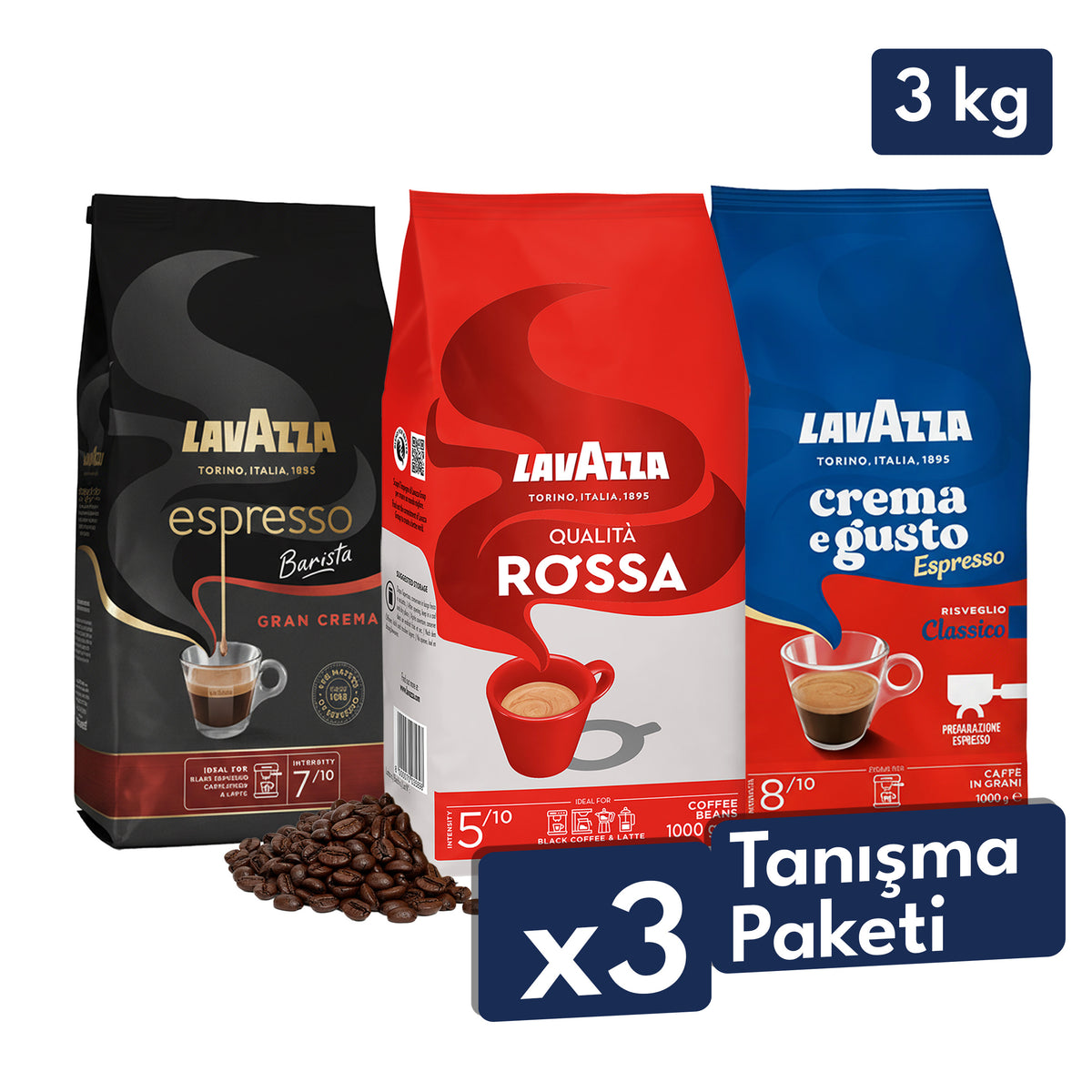 Qualità Rossa, Crema e Gusto Classico, Espresso Barista Gran Crema 1 Kg Espresso Çekirdek Kahve Tanışma Paketi