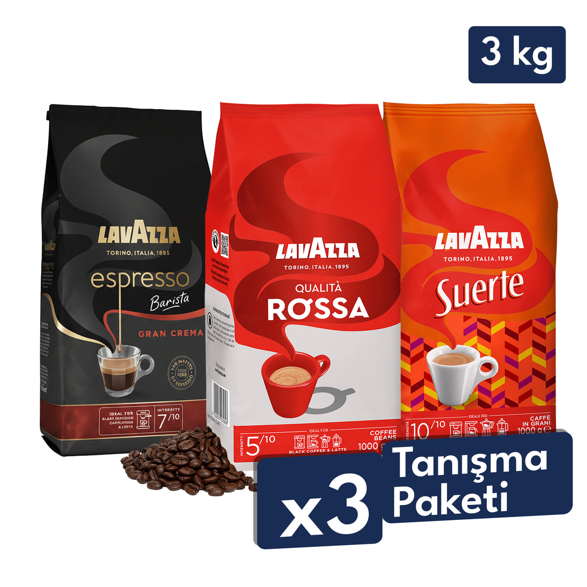 Qualità Rossa, Espresso Barista Gran Crema, Suerte 1 Kg Espresso Çekirdek Kahve Tanışma Paketi
