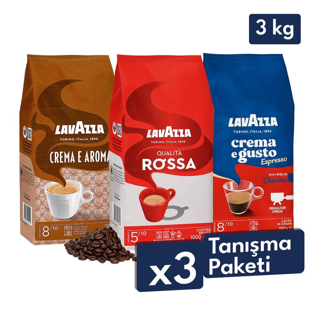 Qualità Rossa, Crema e Gusto Classico,  Crema e Aroma 1 Kg Espresso Çekirdek Kahve Tanışma Paketi