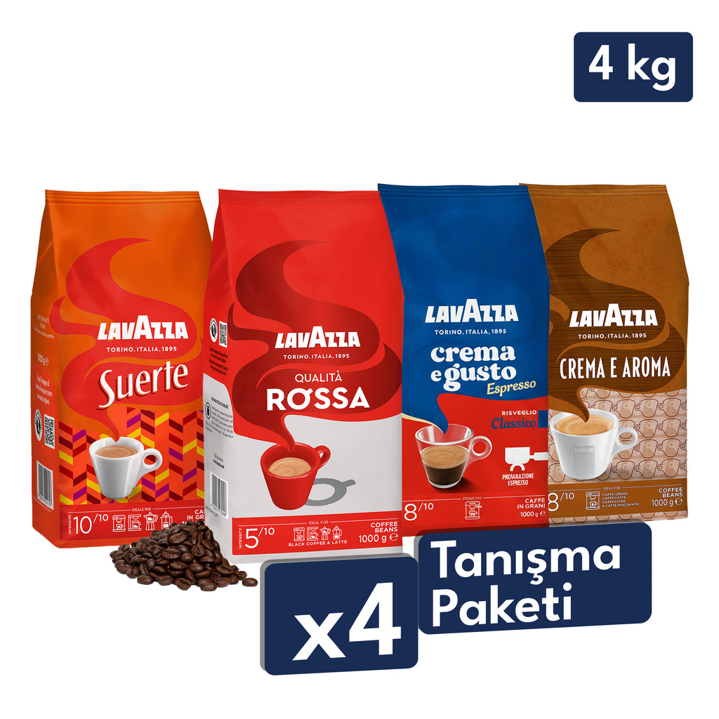 Crema e Gusto Classico, Crema e Aroma, Qualità Rossa, Suerte 1 Kg Espresso Çekirdek Kahve Tanışma Paketi