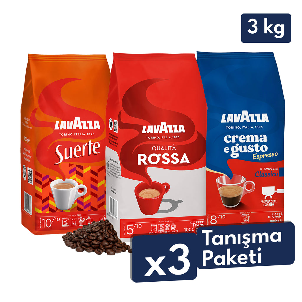 Qualità Rossa, Crema e Gusto Classico, Suerte 1 Kg Espresso Çekirdek Kahve Tanışma Paketi