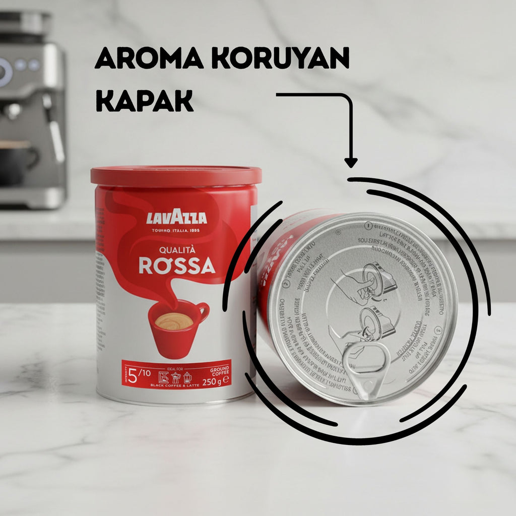 Lavazza Qualita Rossa Öğütülmüş Filtre Kahve 2x250 gr Teneke Kutu, İkili Saklama Paketi